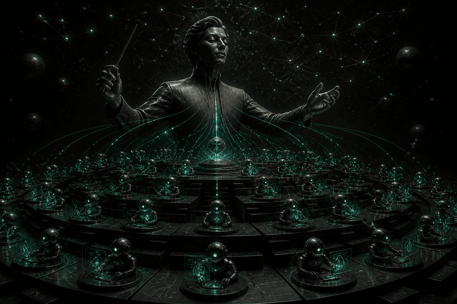 A reasoning conductor delegates parallel tasks to a constellation of small agents