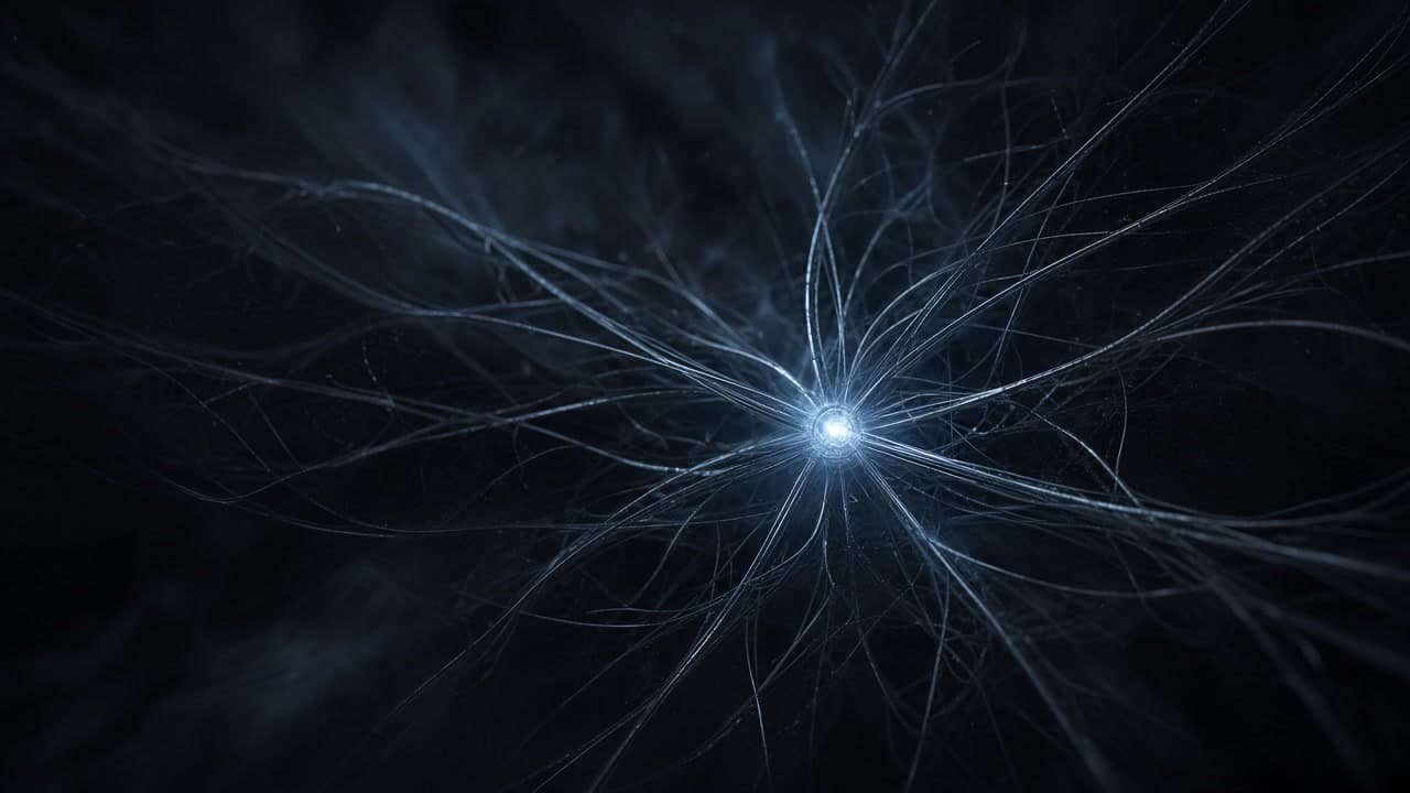 Cold-steel filaments forming a dense coding lattice that resolves into one luminous node on graphite